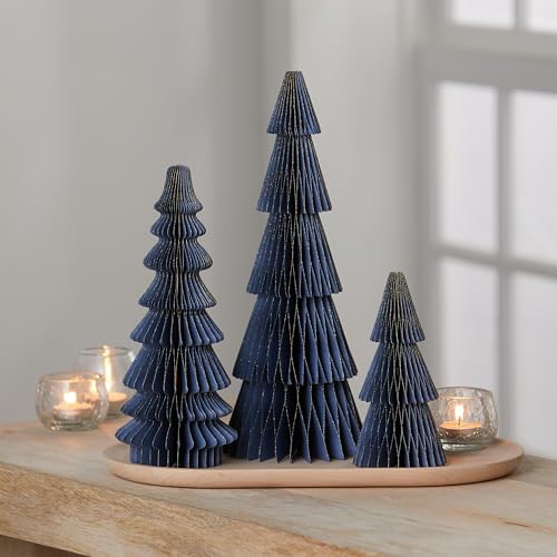 Set of 3 Blue Holiday Honeycomb Paper (Medium Set 3 Blue) - color: Medium Set 3 Navy