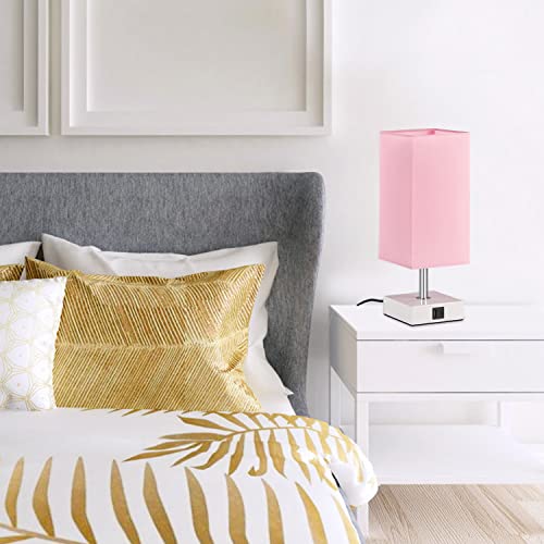 Pink Touch Table Lamp for Bedroom - Dimmable, USB C+A, Girls Bedside Lamp - color: A：pink