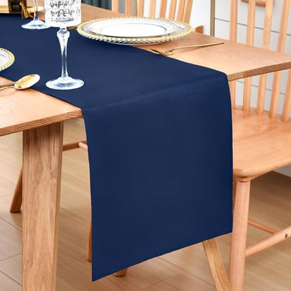 Farmhouse Navy Blue Table Runner Dining Table Runners 90 Inches Long Coffee Table Runner for Dresser Living Room Bedroom Holiday Party Banquet 12X90 Inch - size: 12X90 Inch