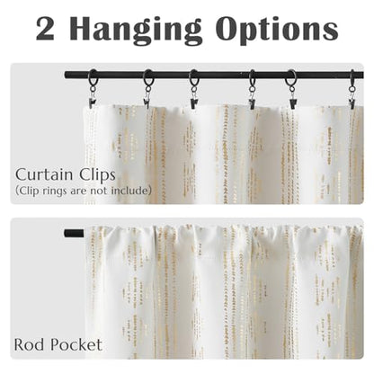 jinchan Striped Window Valance 16 Inch Modern Boho 1 Panel Gold on White - color: Boho| Gold on White, size: 52"W x 16"L (Pack of 1)