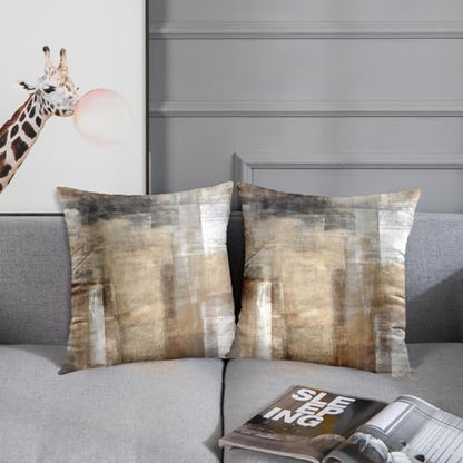 Britimes Throw Pillow Covers Set of 2, 16 x 16 Inch, Grey Brown Beige - color: Brown Beige, size: 16" x 16" (Pack of 2)
