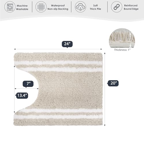 PURRUGS Bathroom Rug, Bath Mat, 20" x 24" U-Shaped, Beige - color: Beige, size: 20" X 24" U-Shaped