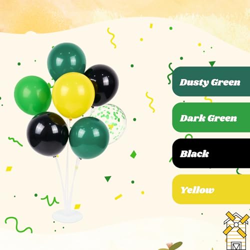 60pcs Tractor Balloons 12inch with Black Green and Yellow Balloons - color: Yellow Green Balck