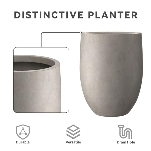 Kante Tall Concrete Planter, 21.7" Modern Floor Pot for Plants - color: Weathered Concrete