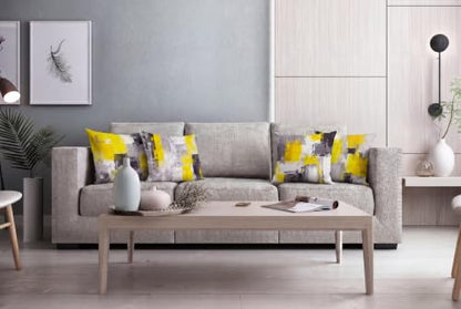 Yellow Grey Abstract Throw Pillow Covers 18x18 Set of 4 - color: Yellow and Grey, size: 18" x 18" (Pack of 4)