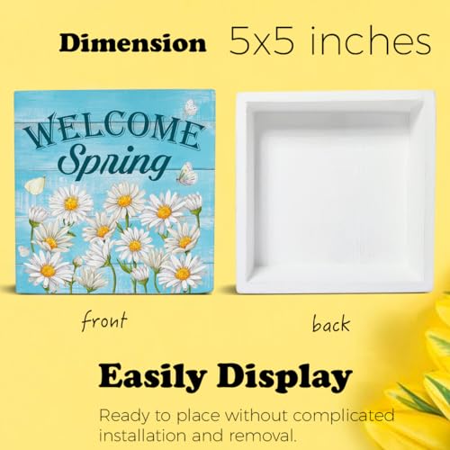Spring Decor Welcome Spring Daisy Wooden Sign, Farmhouse Home - color: a-20