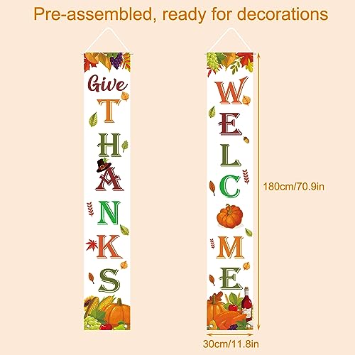 Thanksgiving Decorations Indoor Outdoor GIVE THANKS Banner 72"X12"