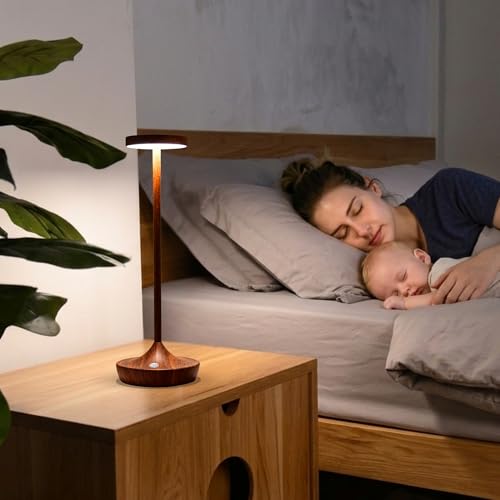 2 Pack Cordless Table Lamps, Rechargeable 6000mAh, 72H Runtime, Waterproof - color: Woodgrain