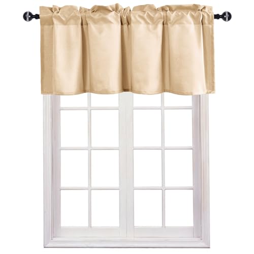 JIUZHEN Beige Valance Curtains for Window 1 Panel, 42 x 18 Inches - color: Beige, size: 42"W x 18"L (Pack of 1)