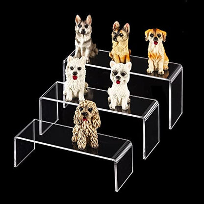 CECOLIC Acrylic Display Stand Riser Clear Small Acrylic Decorator Stand Shelf for Figures Pops, Jewelry, Cupcake, Dessert - 2 Sets - size: 5x5x6''