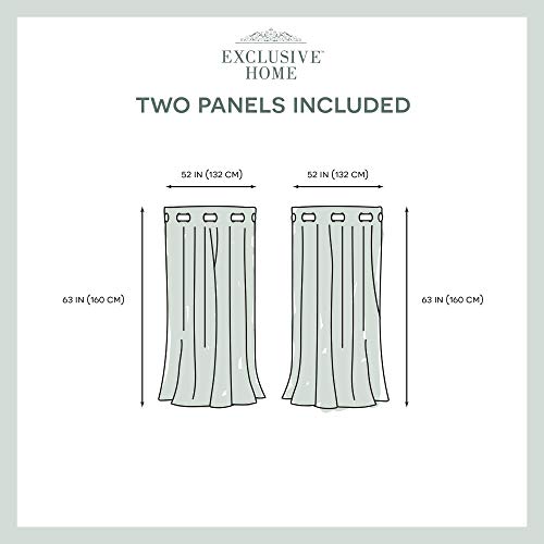 Exclusive Home Belmont Embroidered Room Darkening Blackout Grommet Top Curtain Panel Pair, 52"x63", Winter - color: Winter, size: 52"W x 63"L (Pack of 2)