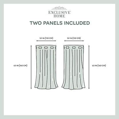 Exclusive Home Belmont Embroidered Room Darkening Blackout Grommet Top Curtain Panel Pair, 52"x63", Winter - color: Winter, size: 52"W x 63"L (Pack of 2)