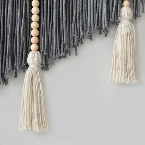 Jakalin Macrame Wall Hanging Grey Woven Yarn Large Boho Wall Art 57" x 43" - color: Grey