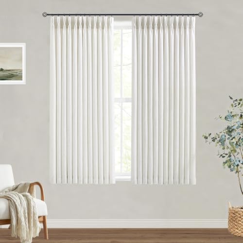 Pinch Pleat 70 inch Long Linen Curtains 2 Panels Set for Window - color: Natural Linen, size: 40"W x 70"L (Pack of 2)