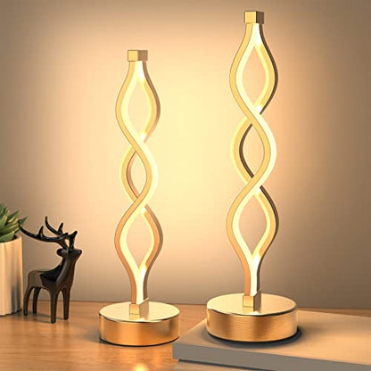 NUÜR Gold Table Lamps Set of 2, 15.8 Inch LED Bedside Lamps - color: Gold 2 Pack