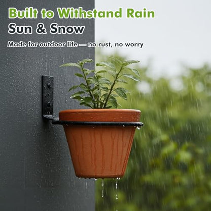 8-Pack 8 Inch Flower Pot Holder Ring Wall Mounted Metal Flower Pot Hangers Wall Hanger Bracket Rings Black Planter Bracket for Home, Garden, Indoor Outdoor Pots - size: 8''