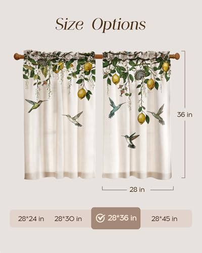 Miss Adola 36 Inch Length Kitchen Tier Curtains, Farmhouse Lemon - color: Farmhouse Lemon, size: 28"W x 36"L (Pack of 2)