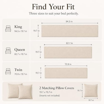 Solid Bed Runner Set,2 Pillow Covers,Oatmeal,70.9x19.7in - color: Oatmeal, size: Twin/Twin XL