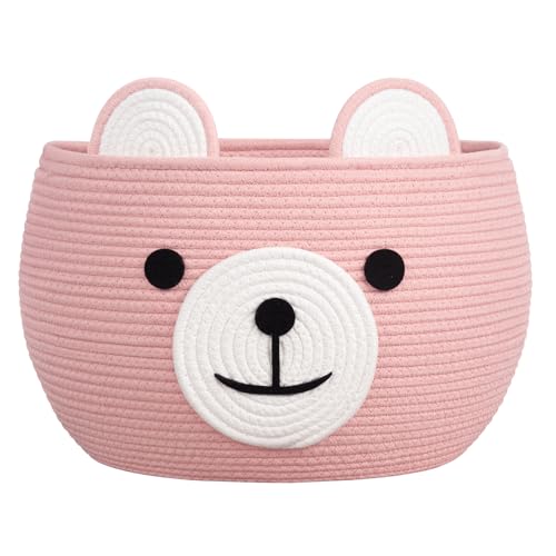 CherryNow Large Baby Basket for Gifts Empty, Cute Bear Design, Brght Pink - color: Pink, size: 15.7"D x 10.5"H