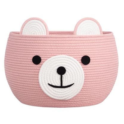 CherryNow Large Baby Basket for Gifts Empty, Cute Bear Design, Brght Pink - color: Pink, size: 15.7"D x 10.5"H