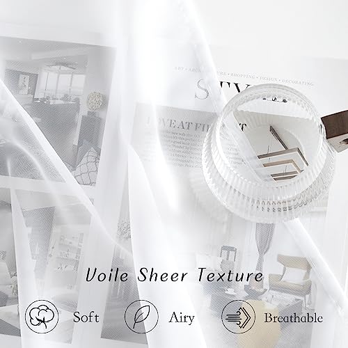 NICETOWN Sheer Window Panel Curtains - Grommet Top Gauzy Sheer Drapes Lightweight Breathable Panels for Windows (2-Pack, 54 Wide x 63 inch Long, White) - color: White, size: 54"W x 63"L (Pack of 2)