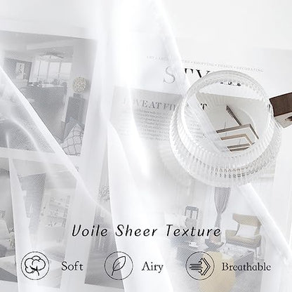 NICETOWN Sheer Window Panel Curtains - Grommet Top Gauzy Sheer Drapes Lightweight Breathable Panels for Windows (2-Pack, 54 Wide x 63 inch Long, White) - color: White, size: 54"W x 63"L (Pack of 2)