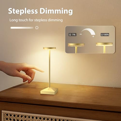 3 Pack Small Gold Rechargeable Cordless Table Lamps Dimmable - color: Gold-C