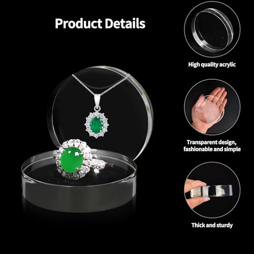4 Pack Acrylic Round Display Blocks, 4 x 4 x 1 Inch Acrylic Base Stand for Display, Clear Polished Round Pedestal Stand Riser Cylinder Trophy Base for Table Showing