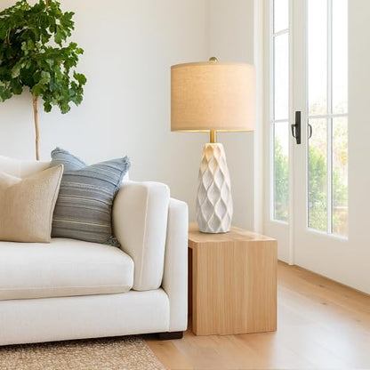27.5" Ceramic Table Lamps for Living Room Bedroom Lamps Set of 2 Modern - color: White, size: Large - 27.5’‘