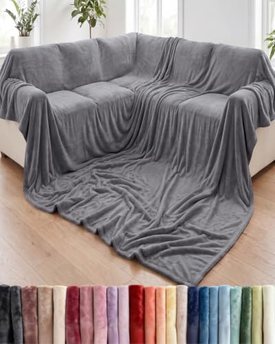 Fleece Blanket Giant 120" x 180" - Ultra-Soft Flannel Throw - Dark Grey - color: 14 - Dark Grey, size: Giant Blanket (180" x 120")