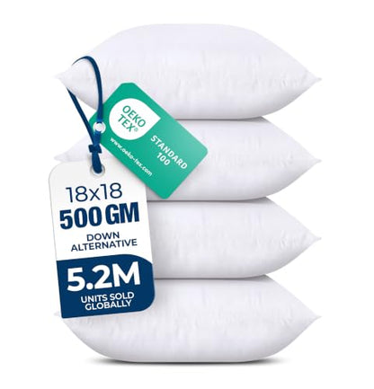 Utopia Bedding Throw Pillows, Decorative 18x18 Pillow Inserts, Set of 4 - size: 18x18 Inch