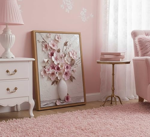 Framed Pink Floral Canvas Wall Art - color: Framed, size: 16"L x 12"W