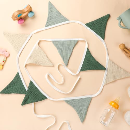 Oudain 2 Pcs Pennant Banner Flags Nursery Garland Triangle, Fresh Natural - color: Fresh Natural Color