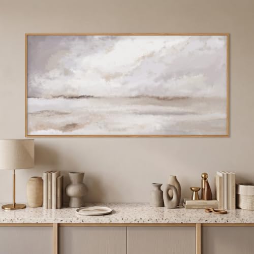 DRACIT Large Neutral Abstract Framed Canvas Wall Art Set-20"x40" - color: Beige Neutral Abstract Wall Art, size: 40"L x 20"W
