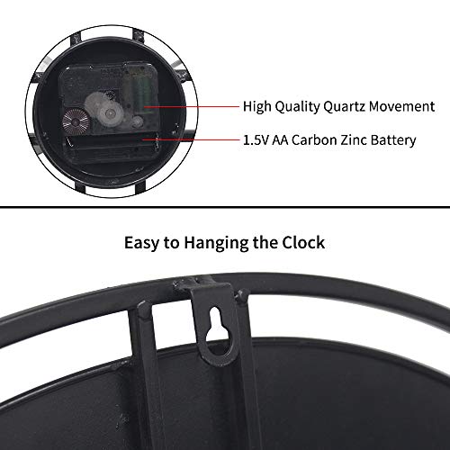 Growsun 24'' Large Wall Clock Pure Metal Retro Heavy Duty Large Decor for Home Living Room Farmhouse - size: 24 inch