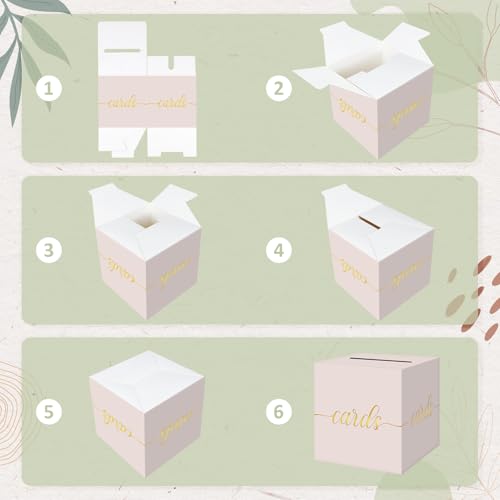QIKSION Elegant Blush Pink Card Box for Party, Gold Foil Wedding Card Box - color: Blush Pink