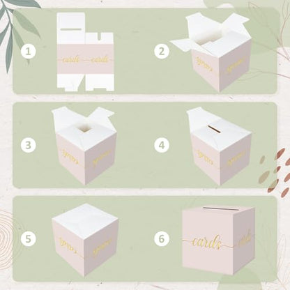 QIKSION Elegant Blush Pink Card Box for Party, Gold Foil Wedding Card Box - color: Blush Pink