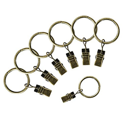 Lansian 44 Pack Curtain Rings with Clips Hooks 1 in Diameter Rustproof - color: Antique Brass, size: 1"Inner Dia, 44Pack