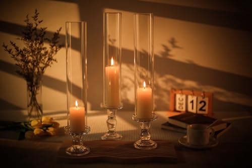 CYS EXCEL 6 PCS Glass Hurricane Tubes (H:14" D:2.5") - Fits Candles up to 2" Wide, Requires Holder Base 2.75" or Wider - size: 2.5" wide x 14" tall