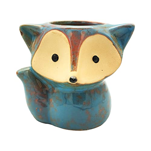 DIYOMR Animal Ceramic Planter Pot, 3.9" Fox Shaped Planters Ceramic Flowerpot Small Succulent Pots Cactus Pot for Home Decor Office Desktop Decoration - Plants Not Included (Purple) - color: Purple