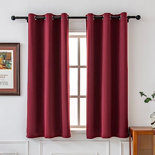 Pickluc Grommet Blackout Curtains for Bedroom and Living Room 2 Panels Set, Thermal Insulated Room Darkening Curtains, Burgundy Red, 42 x 54 Inch - color: Burgundy Red, size: 42"W x 54"L (Pack of 2)