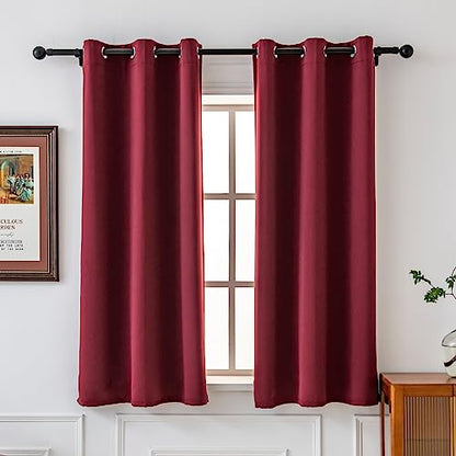 Pickluc Grommet Blackout Curtains for Bedroom and Living Room 2 Panels Set, Thermal Insulated Room Darkening Curtains, Burgundy Red, 42 x 54 Inch - color: Burgundy Red, size: 42"W x 54"L (Pack of 2)