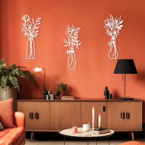 Zzbakress 3 Pieces Metal Flowers Wall Art for Bathroom White - color: White