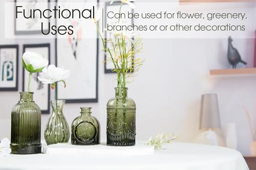 TBWIND 12pcs Green Glass Bud Vases Set, Small Vases for Flowers - color: Green-12pcs, size: 12Pcs