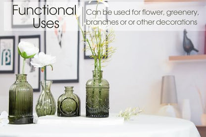 TBWIND 12pcs Green Glass Bud Vases Set, Small Vases for Flowers - color: Green-12pcs, size: 12Pcs