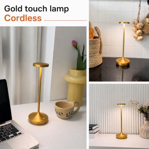 2 Pack Gold Cordless Table Lamps, Rechargeable 6000mAh, 72H Runtime - color: 2 Gold