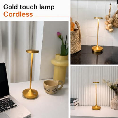 2 Pack Gold Cordless Table Lamps, Rechargeable 6000mAh, 72H Runtime - color: 2 Gold