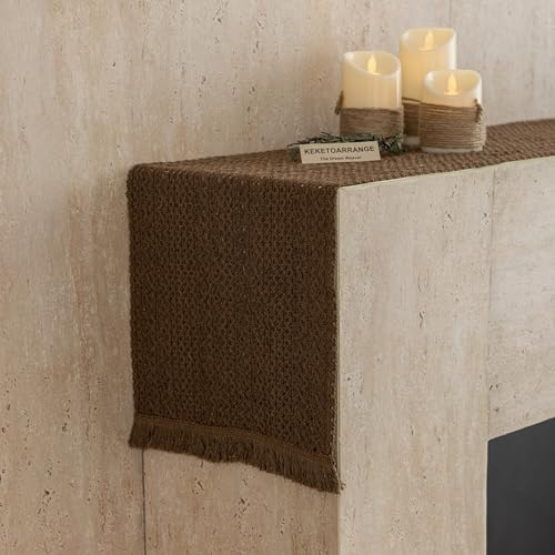 Fall Thanksgiving Boho Macrame Brown Table Runner 13x36 Inch - color: Brown, size: 36"L