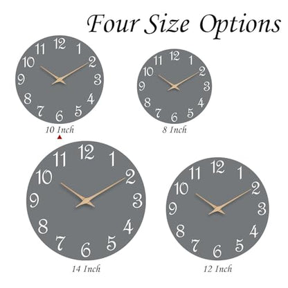 Mosewa Wall Clock Silent Non-Ticking Battery Operated Modern Simple 10" - color: E_gray, size: 10 Inch