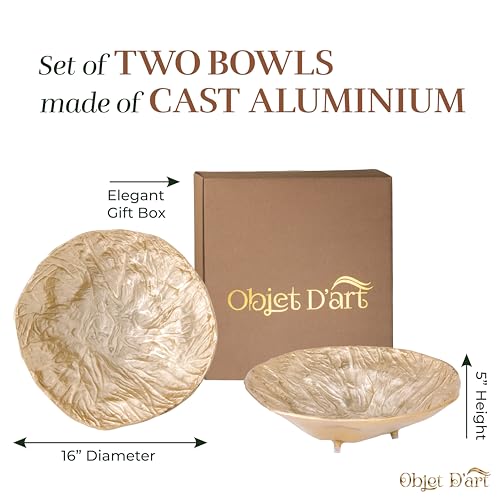 OBJET D'ART Emory Decorative Round Gold Bowl, Set of 2